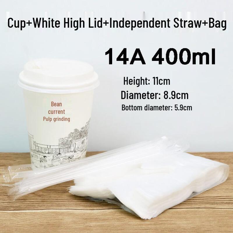 Disposable Paper Takeaway Cups with Lids and Straws