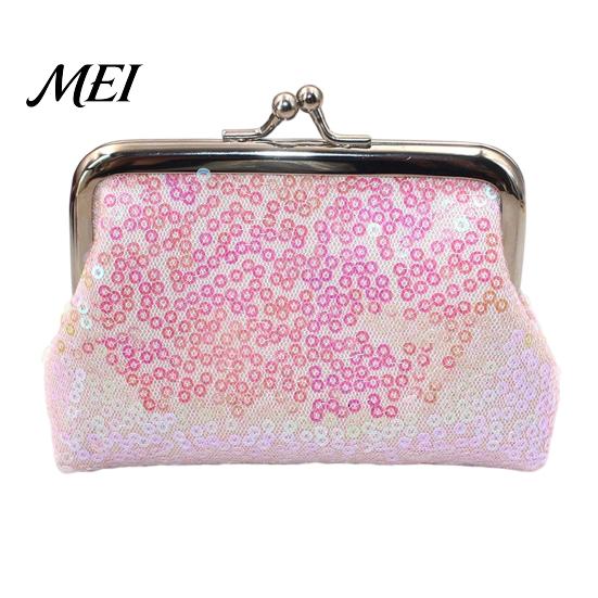 Lipstick And Coin Holder Women Purse, with Metal Hinge Kiss-lock Design, Lightweight Portable Sparkly Small Purse Mini Wallet, Sequined Glitter
