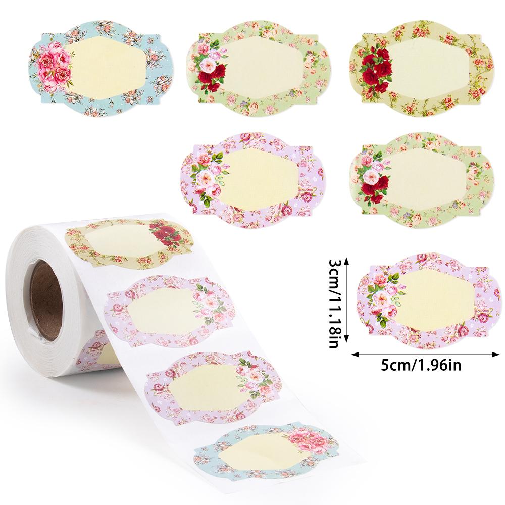 250pcs Vintage Floral Jar Label Stickers Roll Retro Flower Paper Decals Blank Gift Sticker Photo Album Journal Candy Bottle Tags