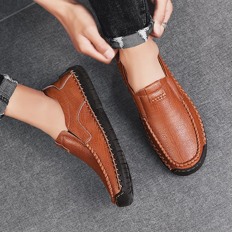 Pánské boty z pravé kůže v retro stylu, velká velikost, ultralehké, ručně vyráběné, ležérní, pánské kotníkové boty