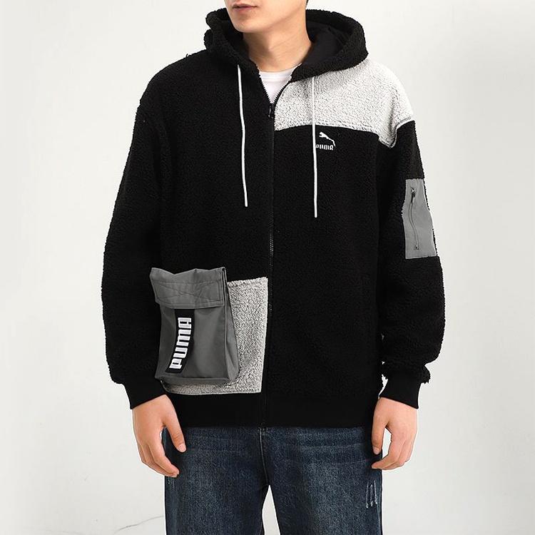 PUMA Retro Block Sherpa Full-Zip Jacket Black/Grey Men's 530711-01