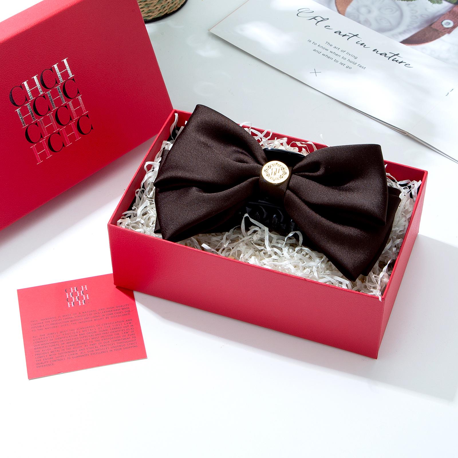 

Elegant Satin Bow Hair Clip - Versatile Ponytail Hairpin Accessory Net weight: 170g коричневый
