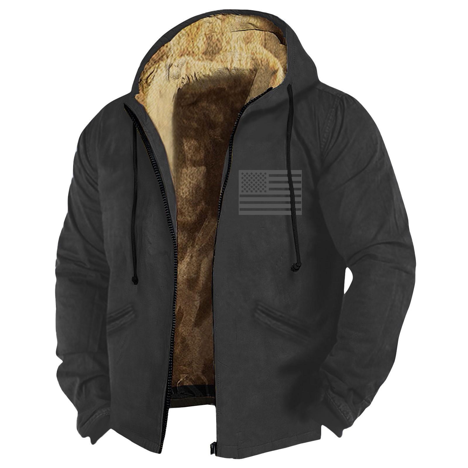 

Men s Color Flag Print Jacket Men s Spring And Casual Trend Zipper Hooded Jacket L