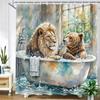 Funny Cat, Dog Shower Curtains with Hooks Home Decoration for Funny Bath Animal Bathroom Curtain Polyester Fabric Bath Curtain