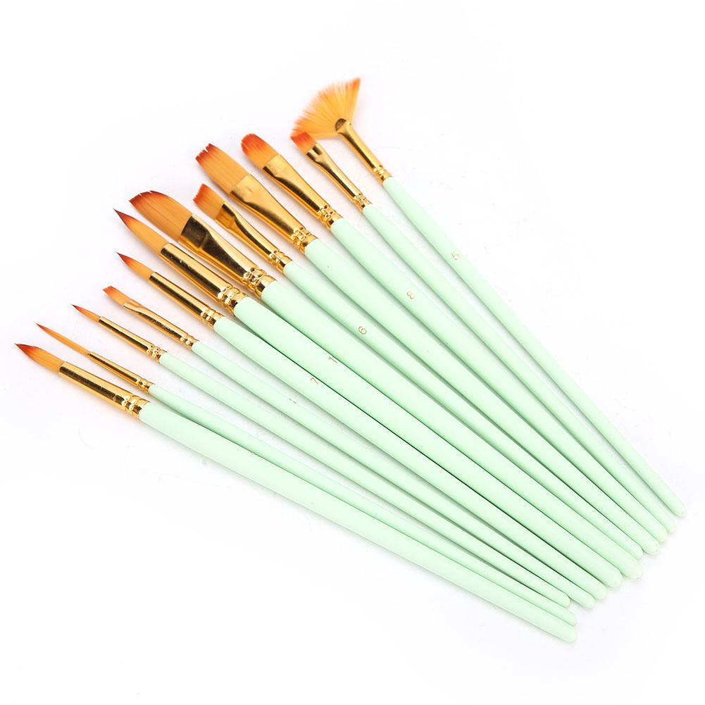 12PCs Nylon Brush Set Watercolor Brush Painting Tool Art Supplies for Craft Collection12PCs  Matt