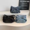 Vintage Stern Jeans Umhängetasche Damen Stilvoll Schulter Lässig Tägliche Nutzung Mittlere Größe Reißverschluss