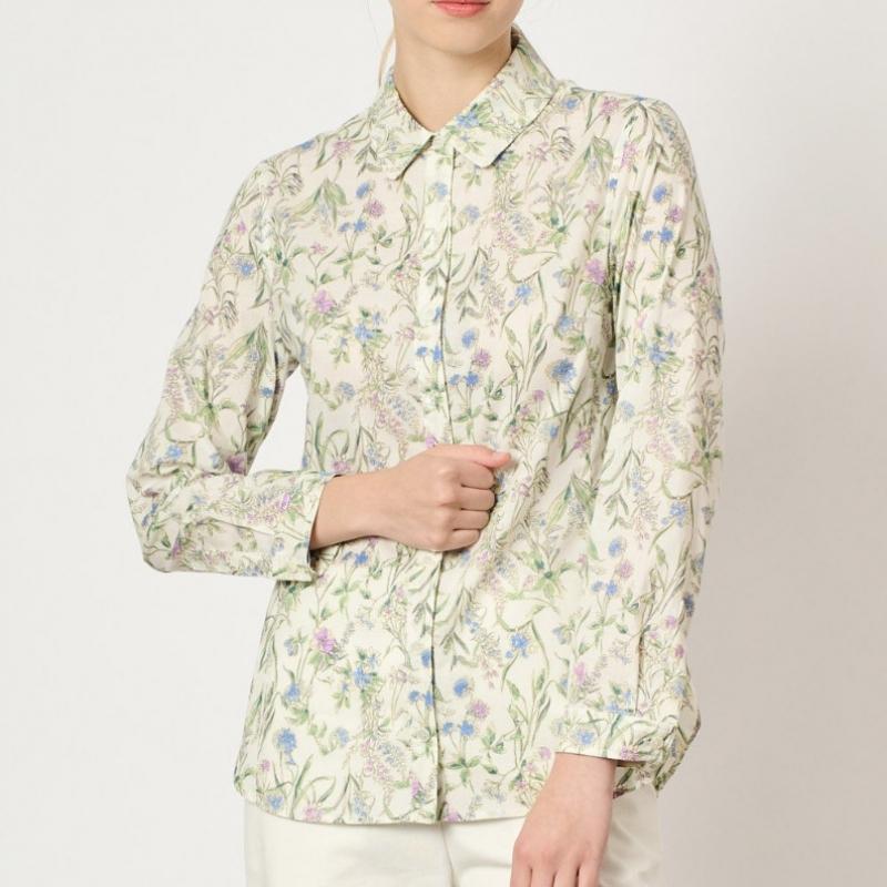 BCBG Cotton Print Shirt Blouse B4m5b453