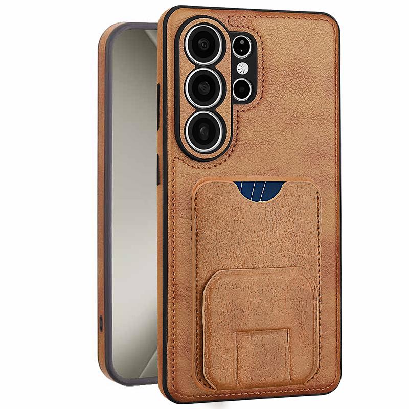 Vintage Leather Case for Samsung Galaxy S26 Ultra S25+ Plus S24 S23 A15 A16 A54 A55 A56 With Card Holder Pocket Kickstand