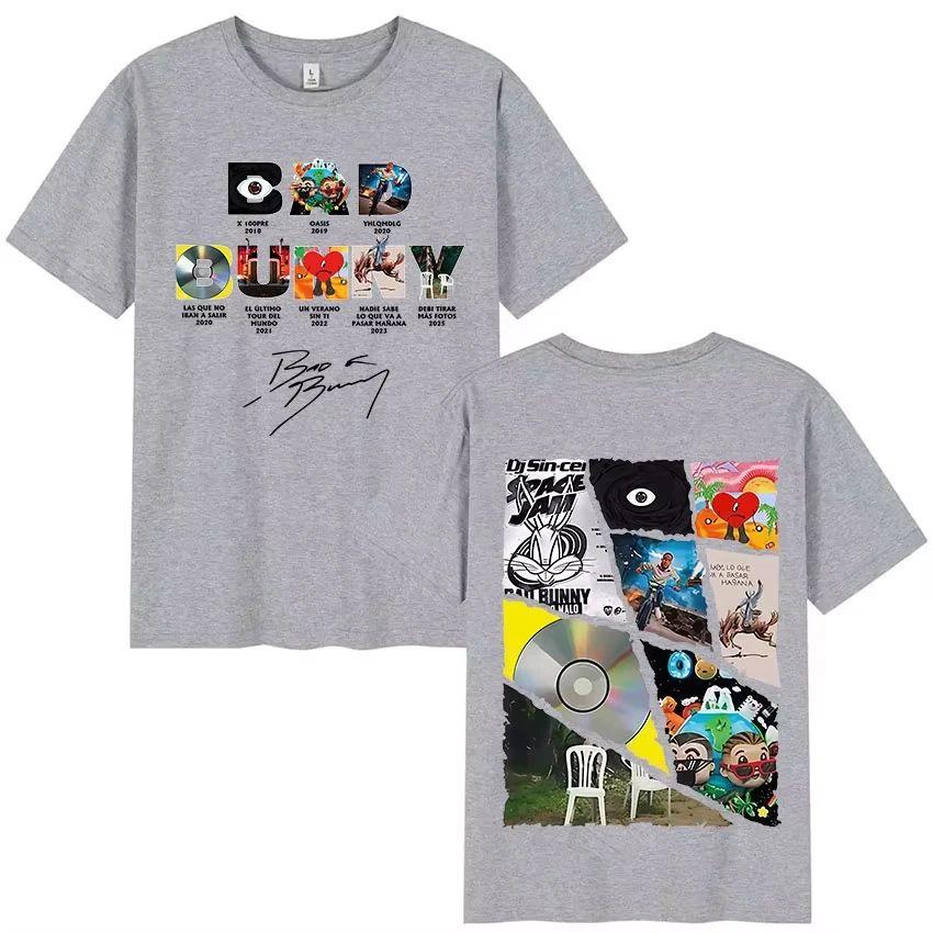 Y2k Fashion Top Rapper Bad Bunny Tour 2025 Album Merch T Shirts Debi Tirar Mas Fotos DTMF Graphics Cotton Printed T-shirt Unisex
