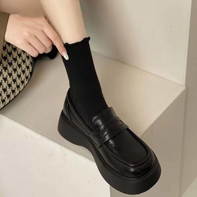 

Маленькие кожаные туфли на толстой подошве Loafer 35 чёрный