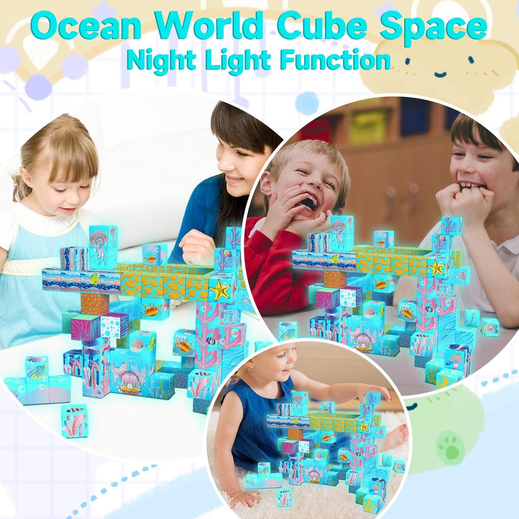 Luminous Magnetic Block Building For Children, Diy Strong Magnetic Attraction Educational Toys, Magnetic World