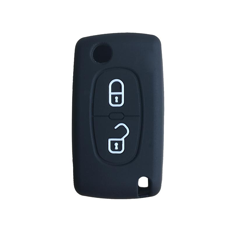 

Key Case Cap for Citroen C3 C Crosser Key Cover for Peugeot 308 307 207 206 307S 307sw 407 607 3008 5008 Silica Gel Keychain чорний