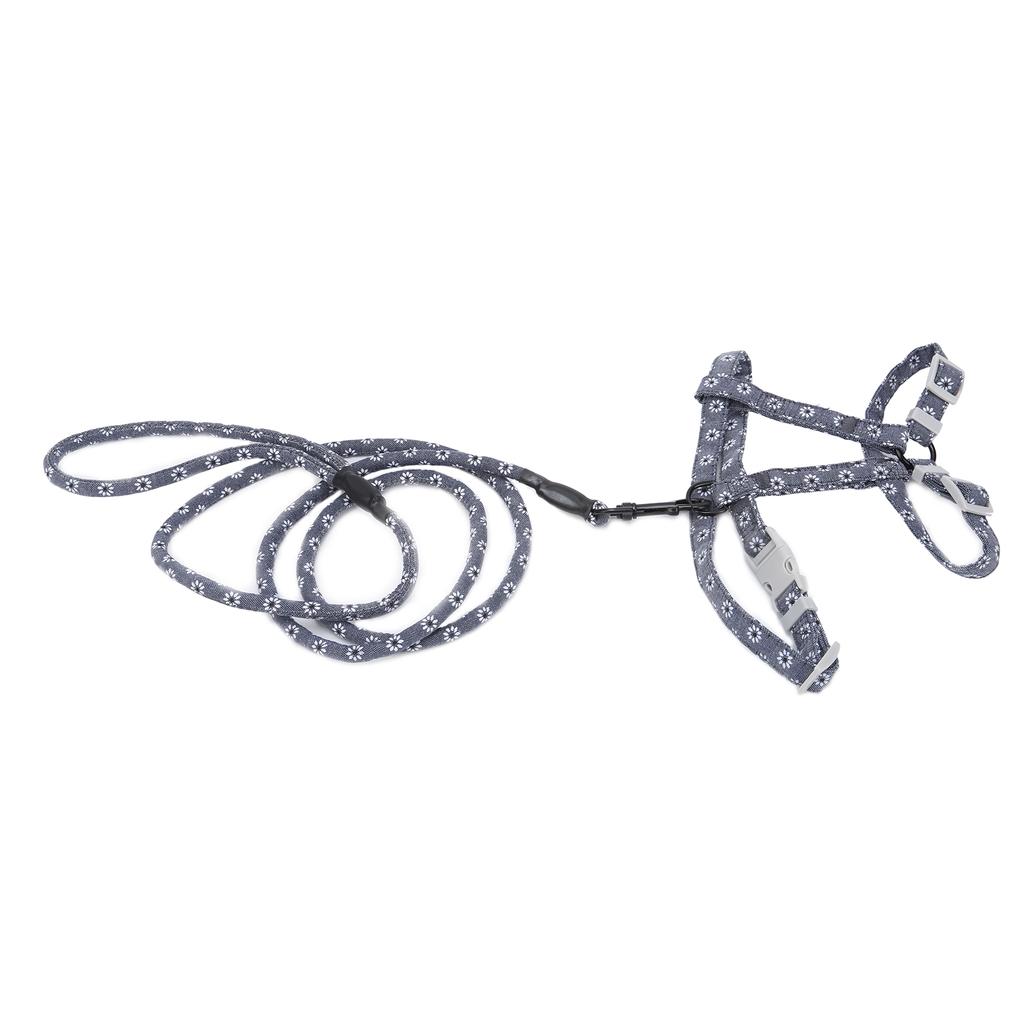 Katze im japanischen Stil Verstellbares Geschirr Leine Set Brust Rücken Traktion Katzenlaufseil(Dunkelgrau