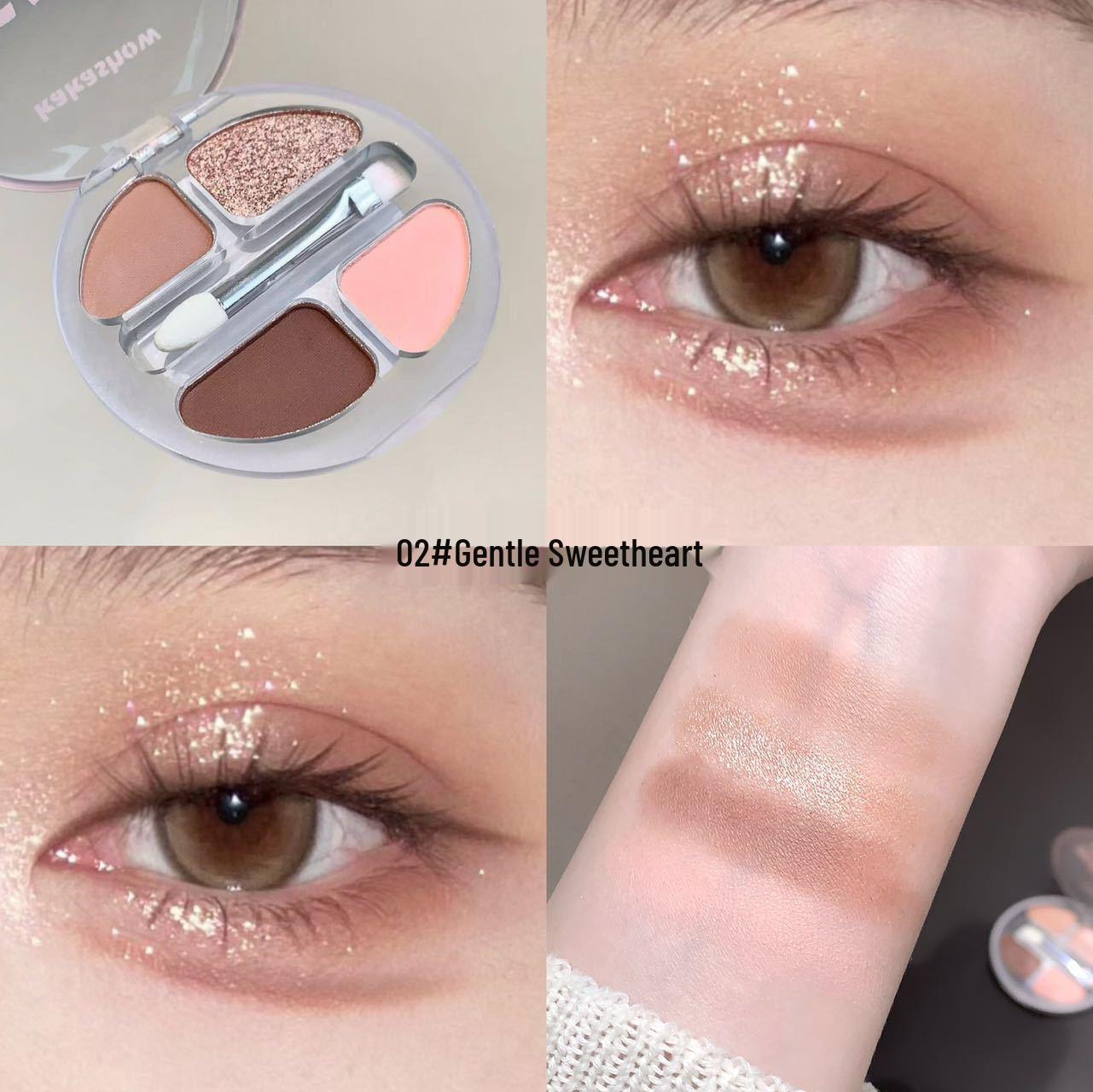 

Kakashow Dynamic Four-Color Long-Lasting Undereye Eyeshadow Palette - Natural, Delicate, Smudge-Resistant Fit.