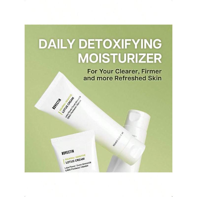 Rovectin Calming Lotus Water Cream 60ml/Lightweight Moisturizer Face Cream For Oily, Combination Skin | 75% Lotus Water Extract For Skin Purifying