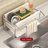 Carbon Steel/Stainless Steel Kitchen Sink Rack Auto Drain Tray Dish Soap Rack  Bathroom Storage