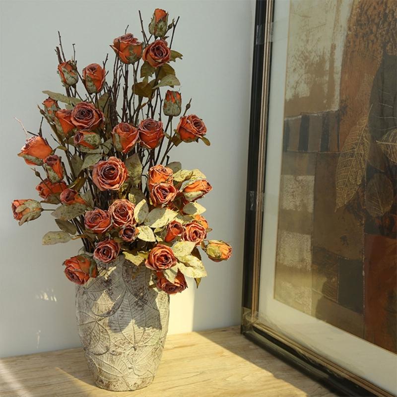 Vintage Styles Rose BouquetRose Flower Props Beautifully Crafted Fakes Flower Ornament Realistic Flower for Indoor Decor
