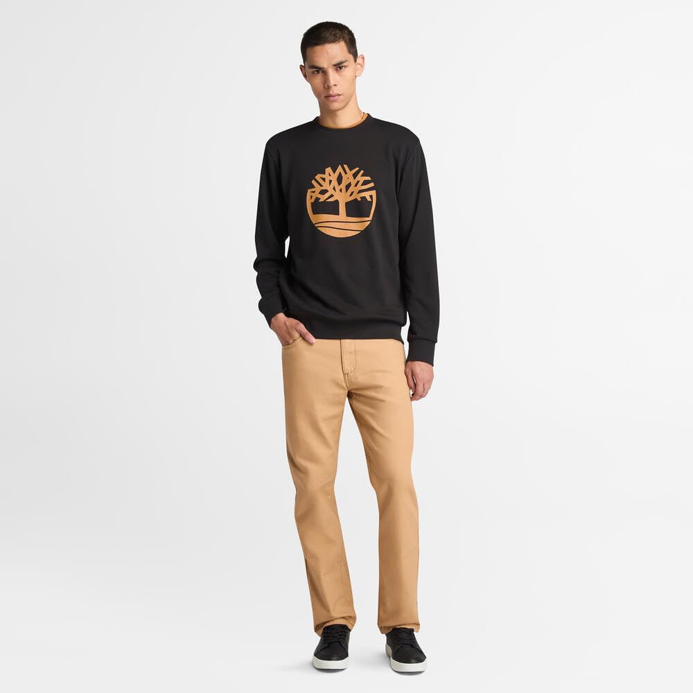 Timberland Men's Tree Logo Loopback Crew Neck Sweatshirt, Black, Size S (TB0A6AZR0011)