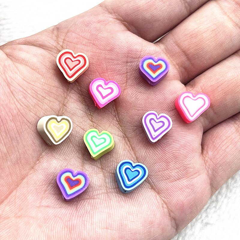 30pcs 10mm Heart Shape Fruit Beads Polymer Clay Beads Spacer Loose Beads for Jewelry Making DIY Bracelet Earring