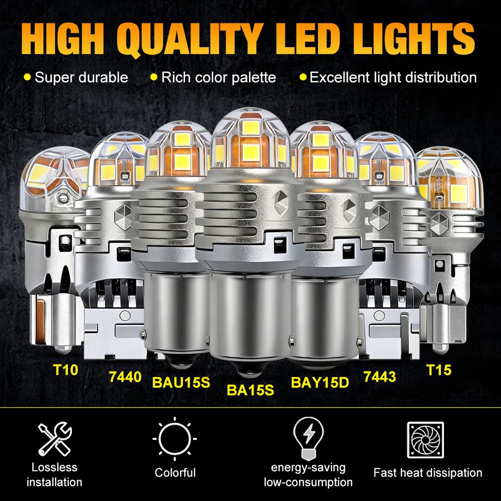 2X 1156 BA15S BAU15S P21W Led Bulbs PY21W 1157 BAY15D P21/5W T20 W21/5W W21W 7440 7443 T15 W16W Car Reverse Brake Signal Light T10 Auto Interior Lamp