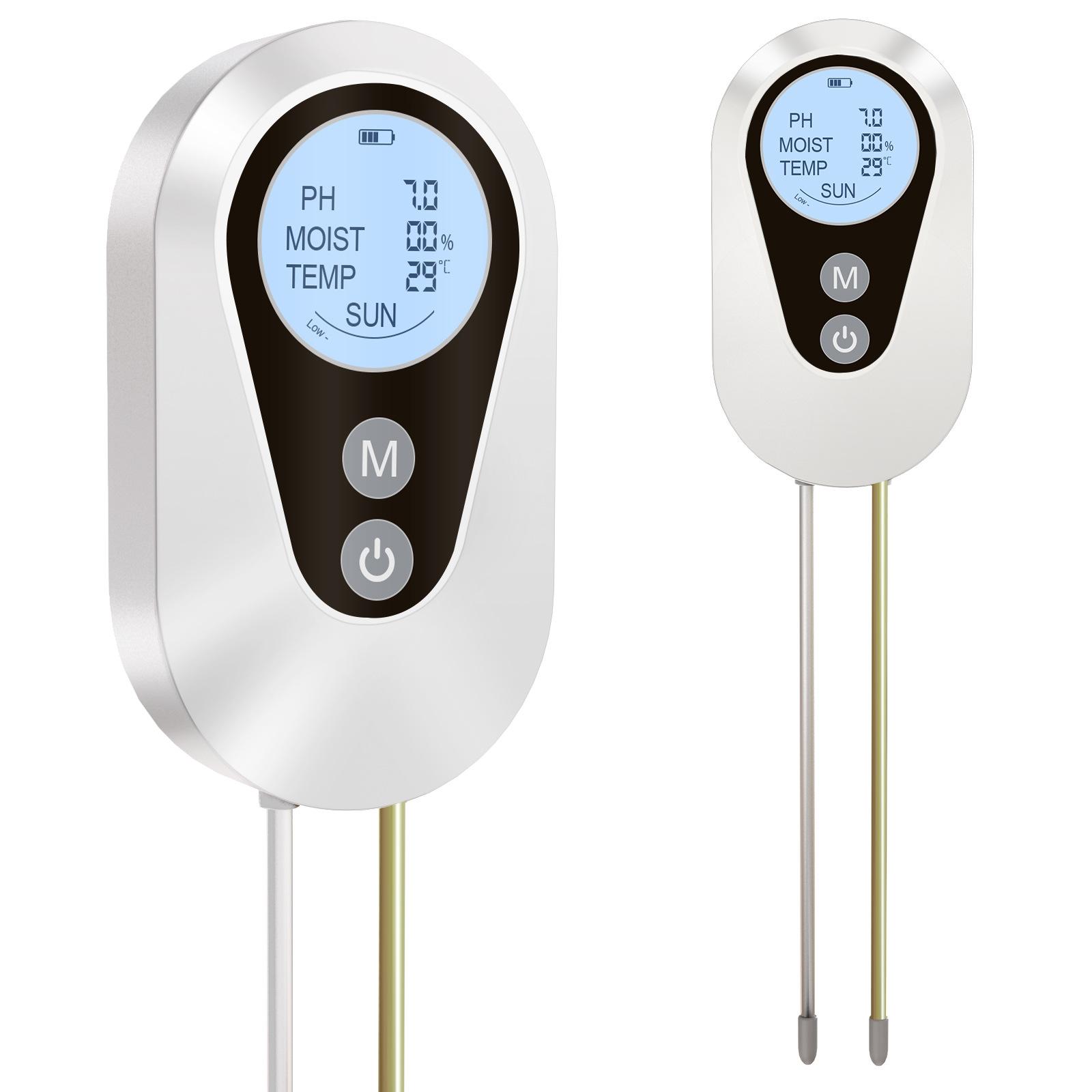 

Yieryi 4-в-1 Измеритель pH почвы, влажности, температуры и освещенности для растений, сада, фермы, для использования на улице и в помещении, инструмент для тестирования почвы чёрный/белый