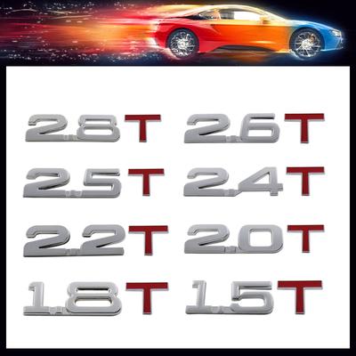 Logo 3D Premium 1.5T 1.8T 2.0T 2.2T 2.4T 2.5T 2.6T 2.8T 3.0T pour Capot Voiture Aile Coffre Arrière Capot Arrière Autocollant Emblème Badge Autocollant
