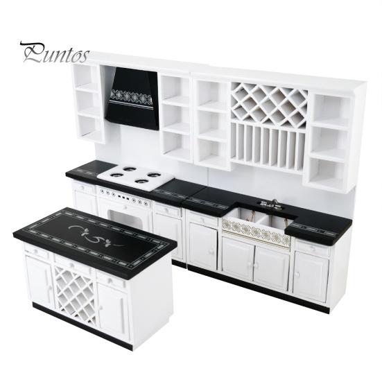 

Детская мини-имитация деревянного кухонного островного шкафа, модель 1/12, аксессуар для кукольного домика белый