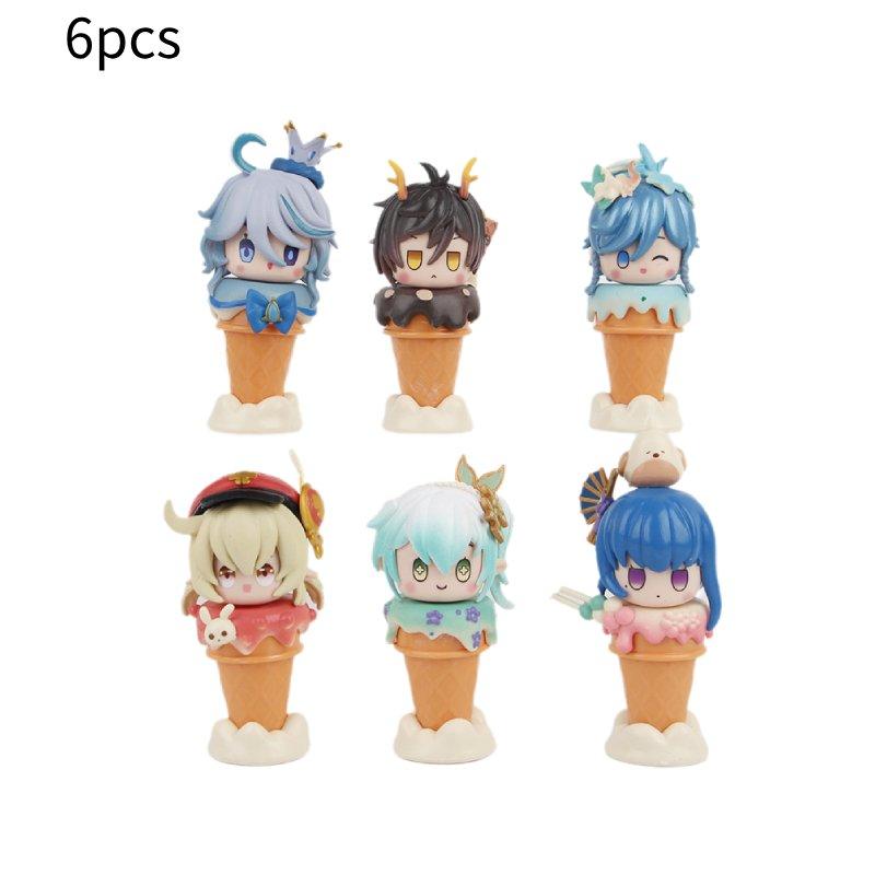 

6pcs Impact Genshin Character Ice Cream Toy Doll Gift Model Decoration Desktop