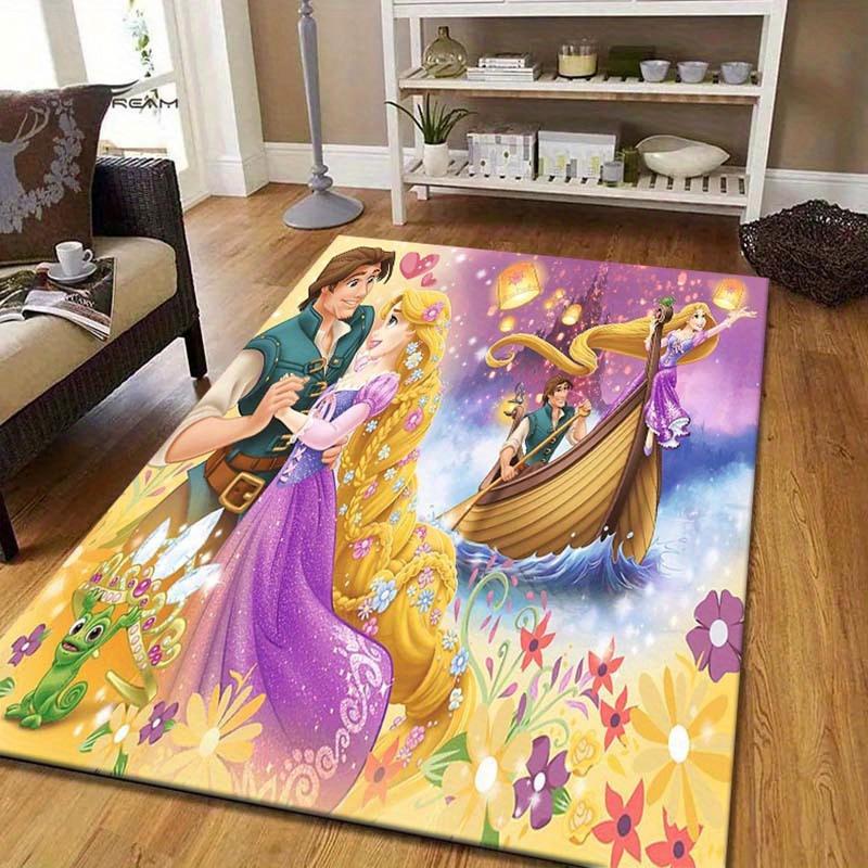 1pc Disney Beautiful Rapunzel Pattern Area Rug Soft Flannel Floor Mat for Living Room, Bedroom, Kitchen, Sofa Coffee Table Floor Mat, Machine Washable 60cm by 90cm