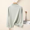 Women's Nano Fleece High Neck Ruffle Long Sleeve Warm T-shirt