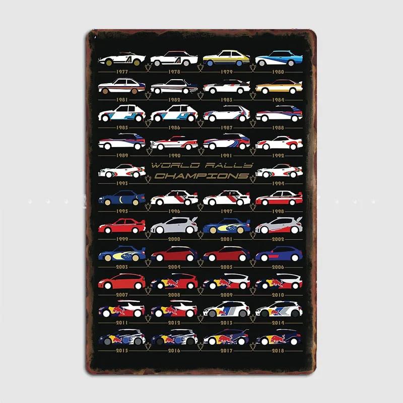 Rallying World Rally Aces Car Metal Sign Poster Garage Room Decor Automobile Club Custom Tin Vintage Home Decor