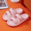Double Buckle Platform Pillow Slippers Women Summer Eva Soft Sole Cloud Slides Sandals Woman Comfortable Non Slip Beach Sandals