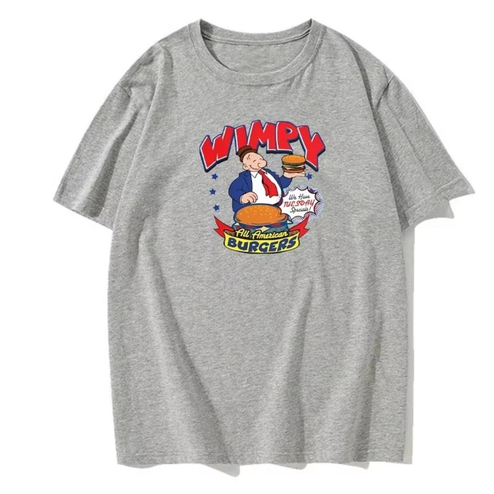 Summer Men's T-shirt Hamburguesa Debilucha Print Casual Fashion Retro Round Neck Short-sleeved Cotton European Size T-shirt