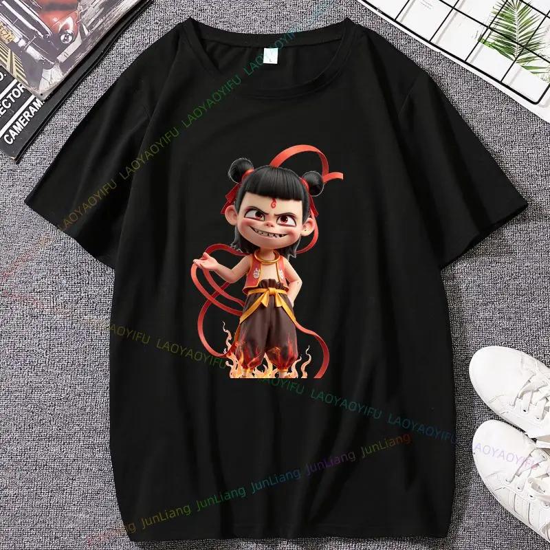 2025 Nezha 2 Magisches Poster Kurzarm Rundhals T-Shirt Mode Freizeit Lustig Y2K Süß Spaß T-Shirt