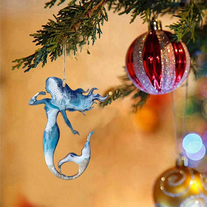 Vasariniai Jūros Tema Ornamentai Ryškūs Vandenyno Įžado Pakabinami Papuošimai Mieli Akriliniai Jūros Gyvūnai Kalėdų Eglutei Paplūdimio Tema