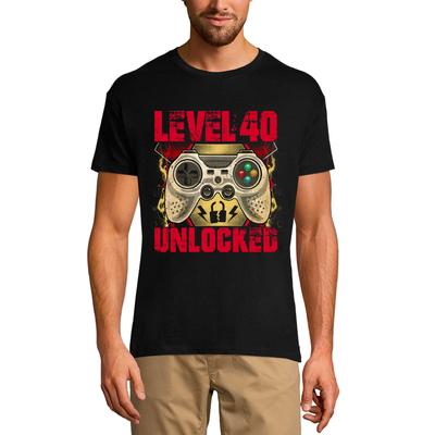 T-shirt da gioco da uomo livello 40 sbloccato - Maglietta da giocatore per il 40° compleanno con joystick