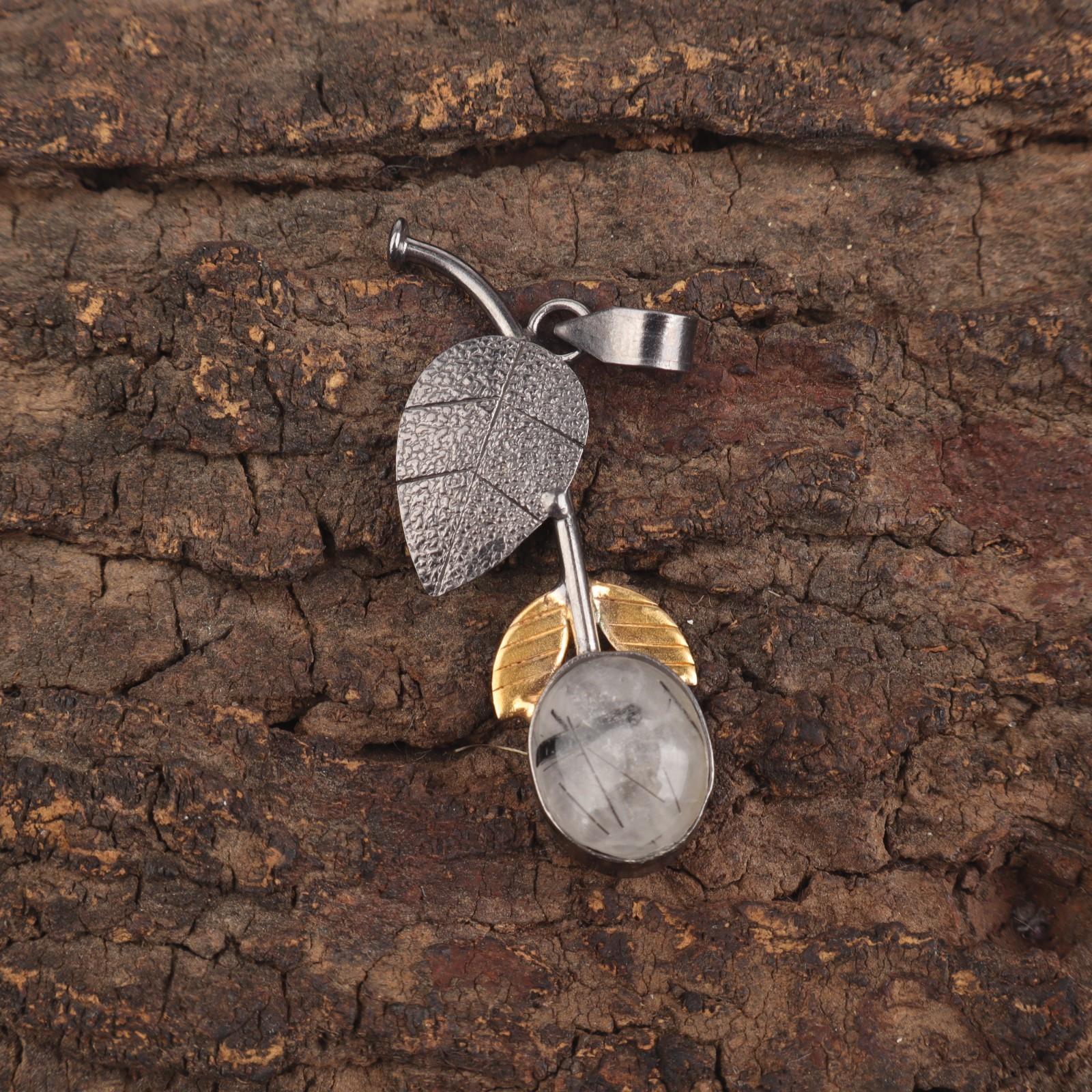 

Сделка ко Дню дружбы Драгоценный камень Черный рутил Стерлинговое серебро Этническая свадебная подвеска PP-55-44