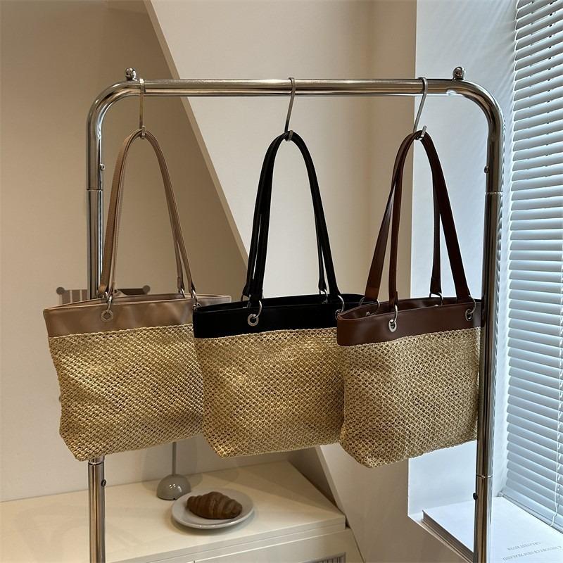 Retro straw bag handbag women's vacation beach style casual versatile niche shoulder bag