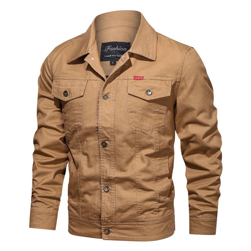 Washed Men's Tooling Jacket Casual Large Size Lapel Jacket Men's Shirt Men's Shirt