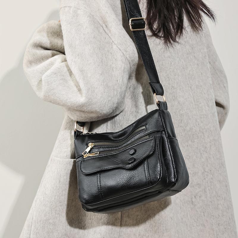 Women's Crossbody Bag Soft Leather Shoulder Bag Large Capacity Middle-aged Women's Bag Mother Bag