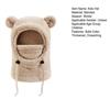 Kids Ski Hat Solid Color Face Guard Scarf Bear Ear Decor 3-in-1 Headgear Cold Weather Windproof