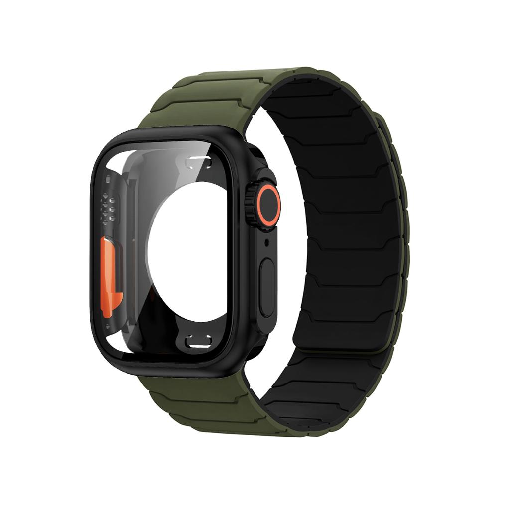 Fodral+Armband För Apple Watch Band 45mm 44 41 42 40mm Silikonarmband för Iwatch Serie 3 4 5 6 Se 7 8 9 10 Byt till Ultra Case