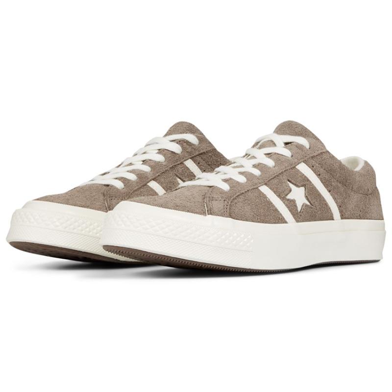 Converse One Star Academy Low Top Suede Retro Non-slip Wear-resistant Lightweight Low-top Skate Shoes Unisex Gray and White