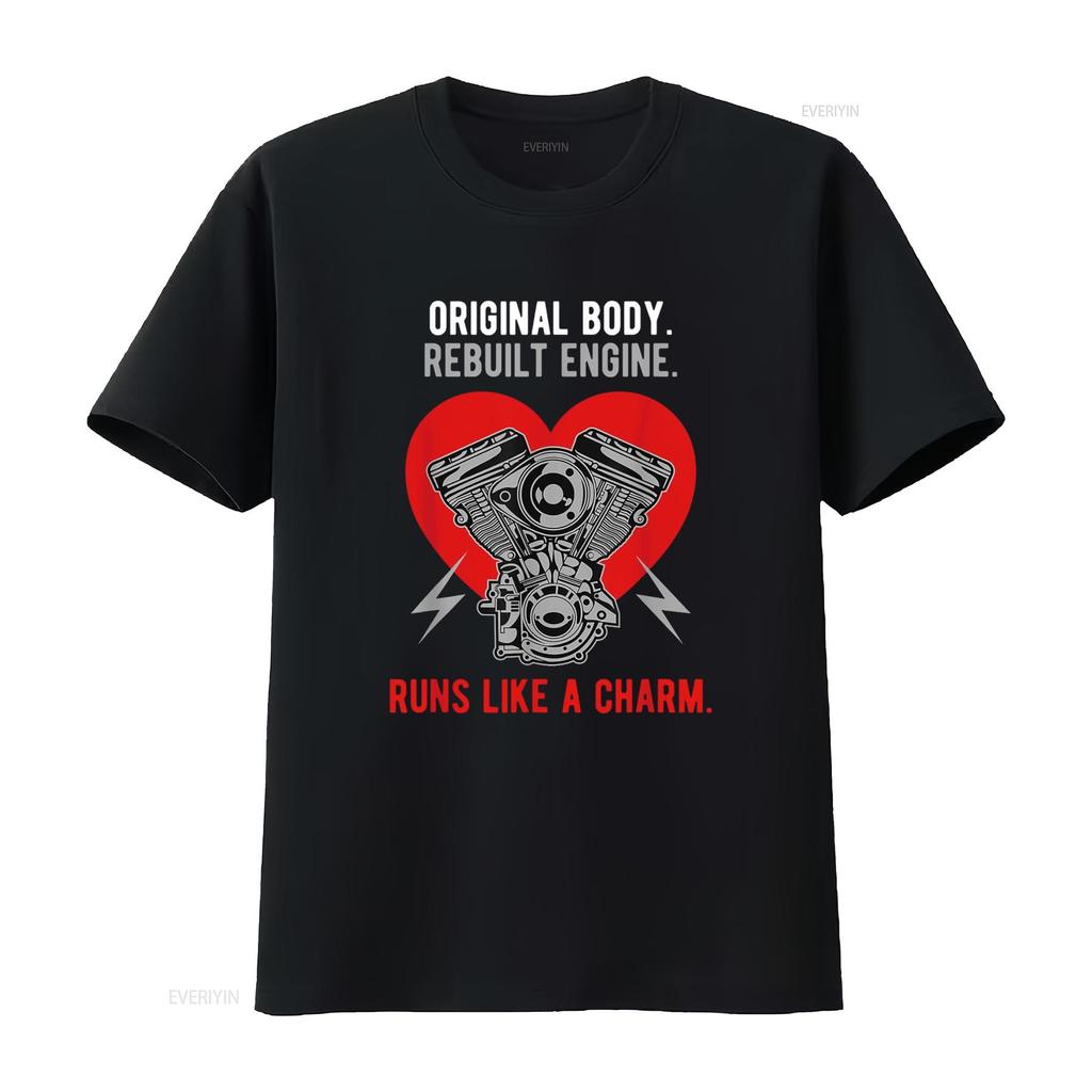 Original Body Rebuilt Engine Runs Like A Charm T Shirt Vintage Washed Versatile Slightly Top For Everyday Wear Graphic