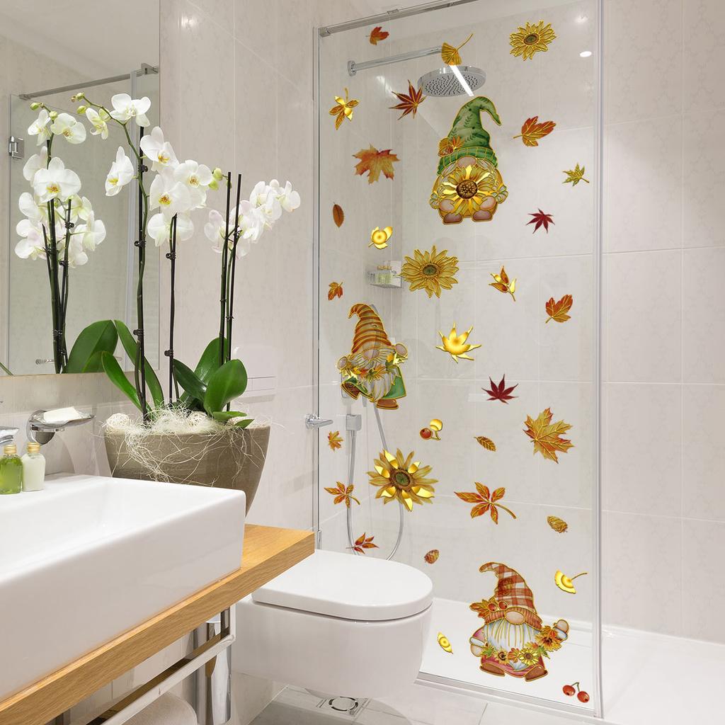 Tj18010 Pygmy Autumn Sunflower Bronzing Wall Sticker Decoration Children'S Room Bedroom Background Self-Adhesive Wall Sticker