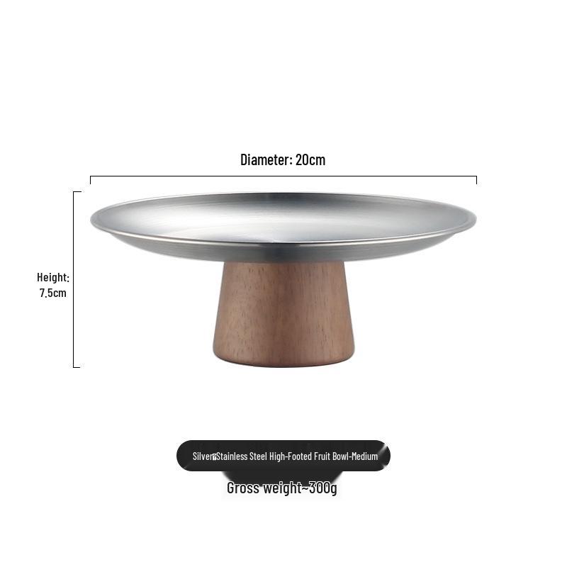 Acacia Stainless Steel Tall Fruit Bowl & Dessert Stand for Living Room