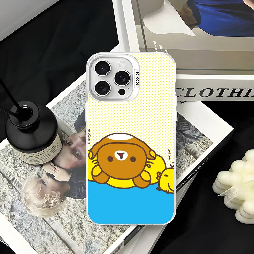 Rilakkuma Relaxed Bear Phone Cover For IPhone 16 15 14 13 12 11 17 Pro Max Plus Color Silver Shell