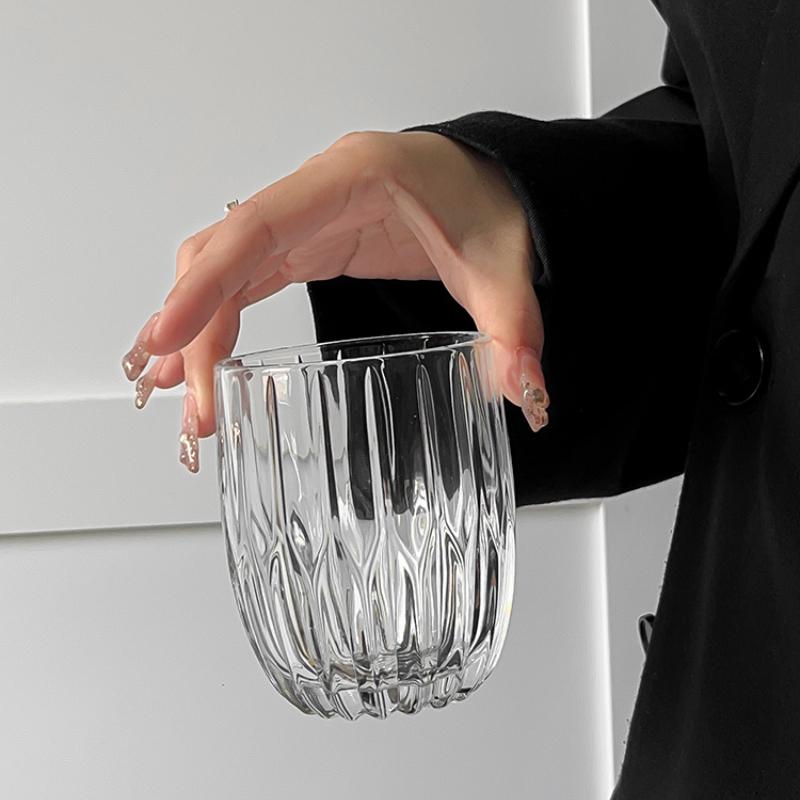 Set 2 buc 9.8oz 285ml Transparent Intage Model Vertical Pahar Apă Potabilă Pahare Bere Pahar Băutură Pahar Cocktail Simplu