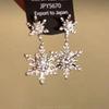 Sparking Double Snowflake Earrings for Women Shiny Crystal Imitation Pearl Exquisite Earring Christmas New Year Party Jewelry