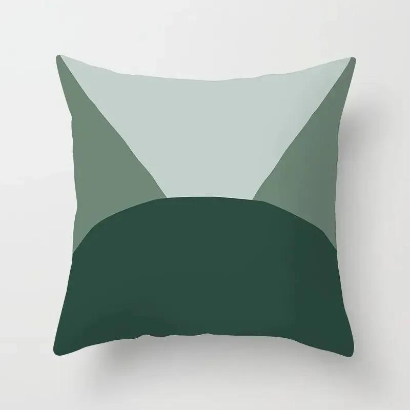 Fresh Green Geometric Pillow Cover - Modern Artistic Pattern In Soft Polyester for Living Room & Bedroom